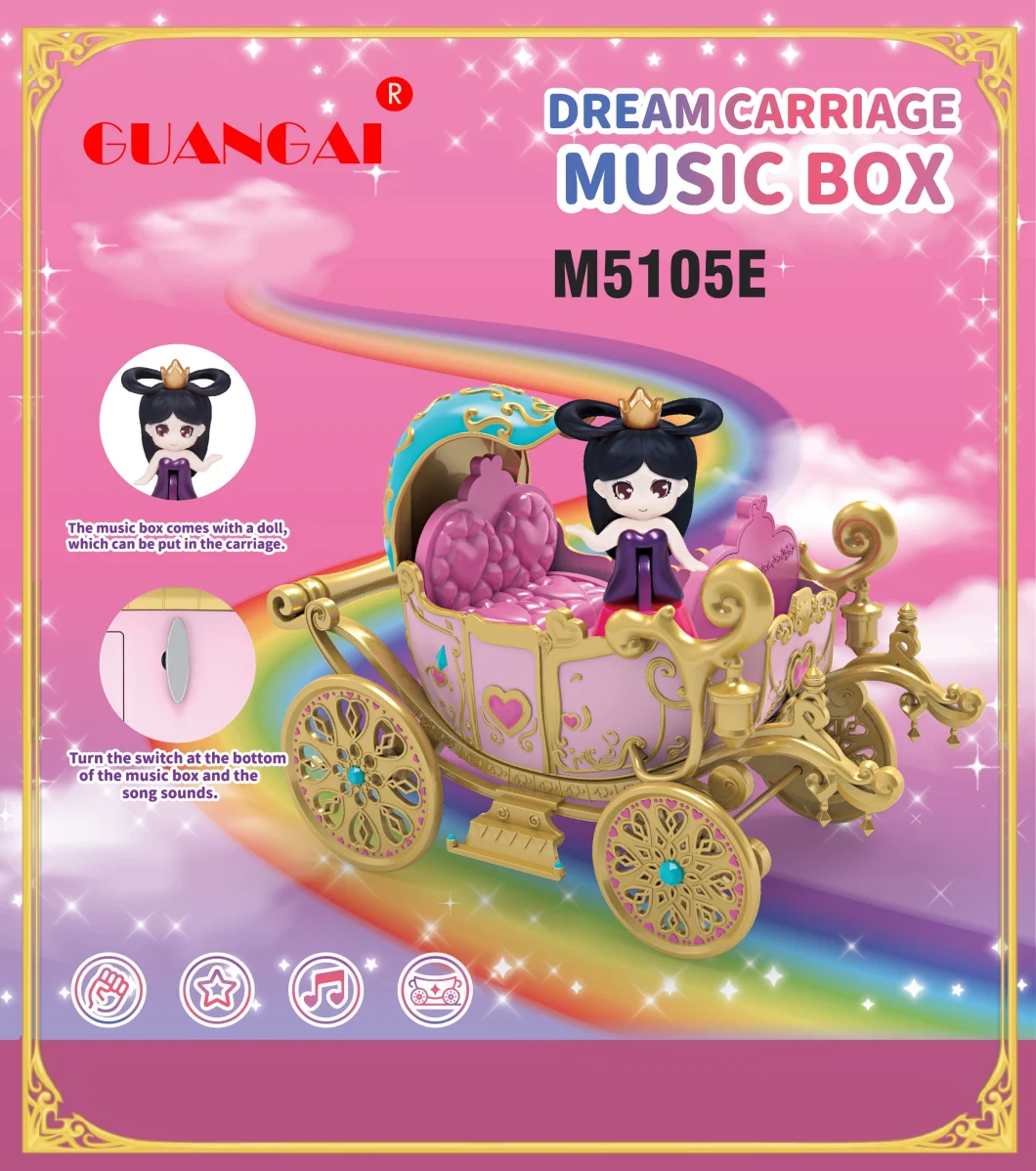 Ice Princess Carriage Music Box Toys for Kids