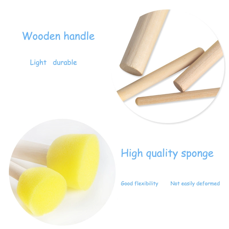 Household Wooden Handle Kid Brushes Child Educational DIY Painting Tool Sponge Painting Stamp