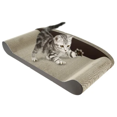 Griffoir pour chat en carton Tapis à gratter en papier ondulé Lit de salon Canapé pour chat Jouet de chaise longue en carton durable pour chats d'intérieur Chaton Meulage des griffes et détente