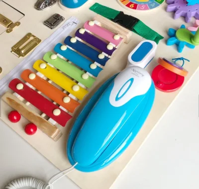 Nouveau panneau occupé arc-en-ciel enfants Instruments de musique enfants Montessori interrupteur déverrouille les jouets éducatifs en bois