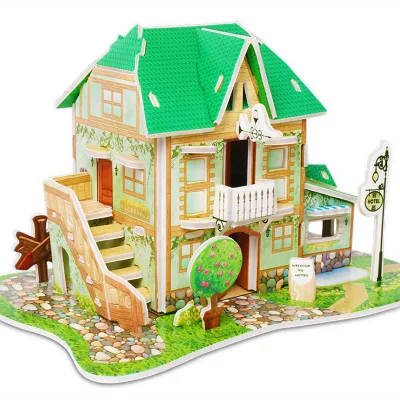 Puzzle 3D Stéréo Puzzle pour enfants Jouets DIY Modèle de maison en papier fait main pour garçons et filles âgés de 3 à 6 à 8 ans dans les jardins d'enfants