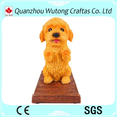 Papeterie de bureau de support de téléphone portable de résine de conception de figure de chien mignon de qualité supérieure