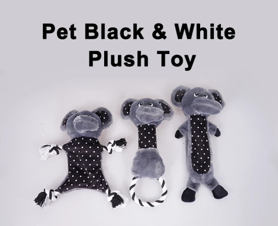 Rena Pet Jouet pour chien en peluche au design classique en papier son animal noir et blanc